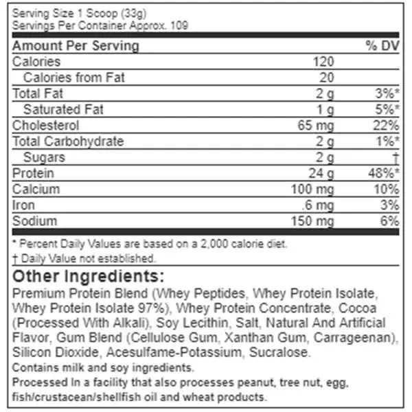 Nitrotech Whey Gold Nutrition Facts